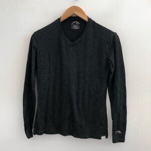 MERINOTECH 100% Superfine Merino Long Sleeve 165 Charcoal V-Neck Size Small
